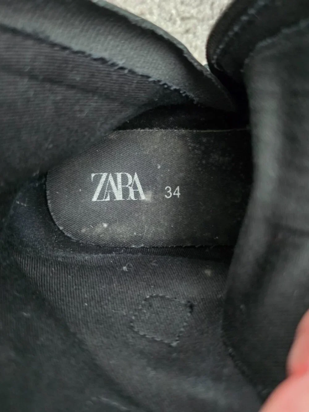 Zara Black Triple Buckle Combat Boots Faux Leather Moto Punk Goth Side Zip 34